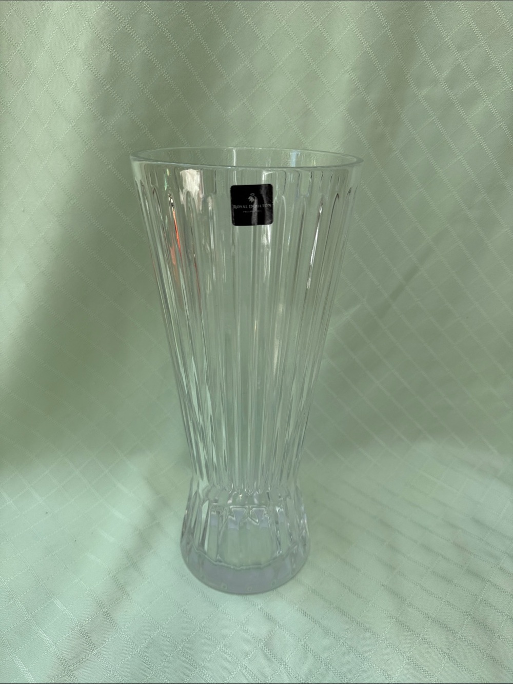 Vintage Royal Doulton Clear Fluted Tall Crystal Vase